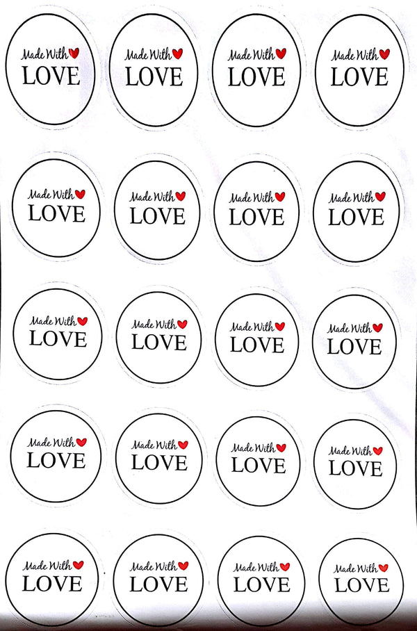 AussieSuperStore Art & Craft Essentials Made with Love White Printed Sticker (in 4 types) White Printed Sticker (in 4 types) | Scrapbooking Embellishment DUR3131