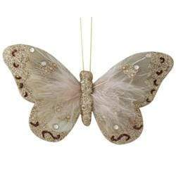 AussieSuperStore Art & Craft Essentials Pale Gold Butterfly Feather Glitter with Clip 13.5cm (in 4 colours) Butterfly Feather Glitter with Clip 13.5cm | Craft Embellishment 9323823178185 CRIT079