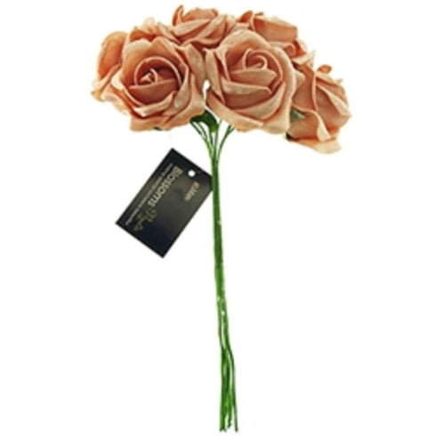 AussieSuperStore Art & Craft Essentials Peach Glitter Foam Rose Flowers (in 7 colours) Foam Rose Flowers (in 7 colours) | Artificial Craft Flower Party Decoration 9323823196745 FL17007