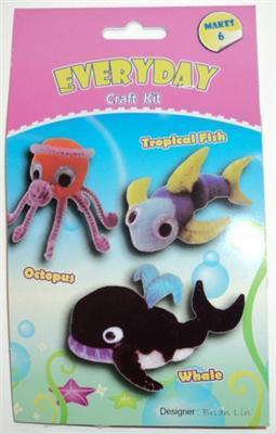 AussieSuperStore Art & Craft Essentials Pom Pom Kit - Whale fish & octopus Pom Pom Kit - Whale fish & octopus | DIY Kits for Kids PP9KWF