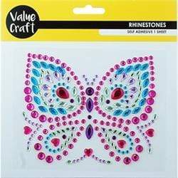 AussieSuperStore Art & Craft Essentials Rhinestones - Butterfly Large Rhinestones Stickers- Butterfly Large | Craft Embellishment Decoration 9331468048695 VCRST025