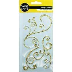 AussieSuperStore Art & Craft Essentials Rhinestones Flourish Gold Rhinestone Sticker Flourish Gold | Craft Party Embellishment Decoration 9331468049890 VCR215