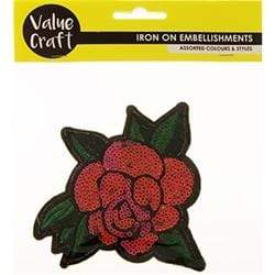 AussieSuperStore Art & Craft Essentials Rose 13cm Iron On Motif Sequin (in 3 styles) Iron On Motif Sequin (in 3 styles) | Craft Embellishment 9331468053019 VJY613