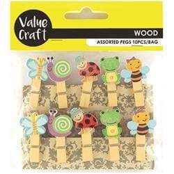AussieSuperStore Art & Craft Essentials Snail Butterfly Grn-Ppl-Bla Craft Wood Pegs (in 4 varieties) Craft Wood Pegs (in 4 varieties) | Craft Tiny Pegs | Craft Wooden Items | Mini Wooden Pegs 9331468058885 VCWD35