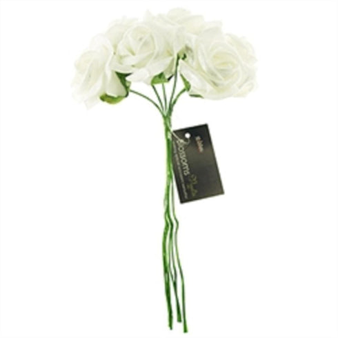 AussieSuperStore Art & Craft Essentials White Glitter Foam Rose Flowers (in 7 colours) Foam Rose Flowers (in 7 colours) | Artificial Craft Flower Party Decoration 9323823196738 FL17006