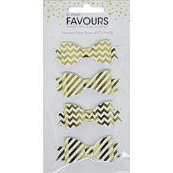 AussieSuperStore Art & Craft Essentials White / Gold Foil Favours Paper Bows (in 2 colors) Favours Paper Bows (in 2 colors) | Craft Party Scrapbooking Embellishment Decoration 9323823194925 FAV17097