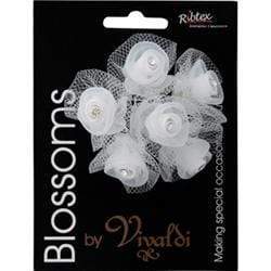 AussieSuperStore Art & Craft Essentials White Organza Tulle Diamante Flowers (in 2 colors) Organza Tulle Diamante Flowers (in 2 colors) | Floral Craft Supplies 9323823177720 FL38WH