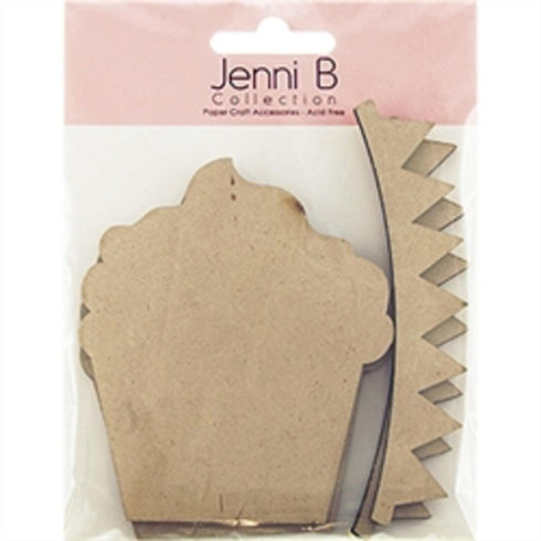 AussieSuperStore Art & Craft Essentials Wood Cupcake and Bunting Wood Cupcake and Bunting | Craft Wooden Shapes | Laser cut Wooden Shapes 9323823201500 JBS18038