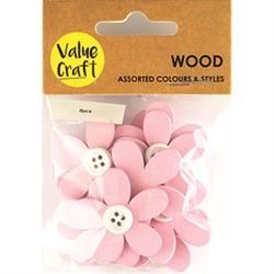 AussieSuperStore Art & Craft Essentials Wood Flower with Button Embellishments Wood Flower with Button Embellishments | Craft Embellishment | Scrapbooking Embellishment 9331468058724 VCEMB14