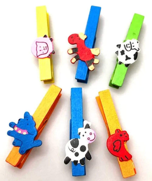 AussieSuperStore Art & Craft Essentials Wooden Large Farmyard Craft Pegs Wooden Large Farmyard Craft Pegs | Craft Tiny Pegs | Craft Wooden Items | Mini Wooden Pegs PE96FY