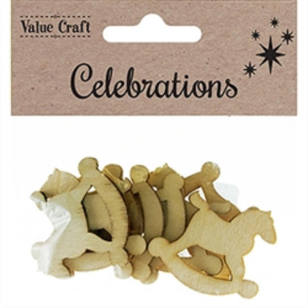 AussieSuperStore Art & Craft Essentials Xmas Rocking Horse Wooden Shapes Xmas Rocking Horse Wooden Shapes | Christmas Tree Decoration Ornament 9331468054252 XMAS18096
