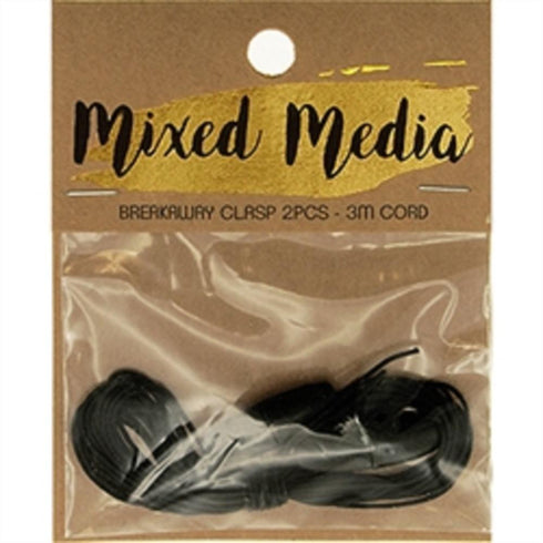 AussieSuperStore Black Mixed Media Break Away Clasp Cord (in 2 colours) Mixed Media Break Away Clasp Cord (in 2 colours) | Jewellery Making Findings | Jewellery Making Supplies 9323823198091 DBX079001