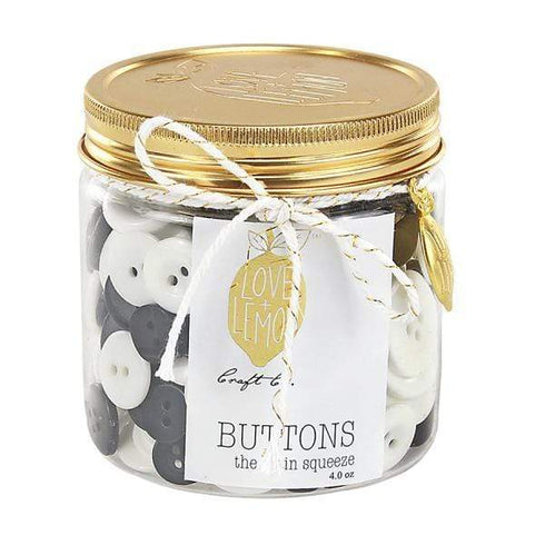 AussieSuperStore Haberdashery Supplies Black / White Jar Of Buttons 4 oz (in 5 colors) Jar Of Buttons 4 oz (in 5 colors) | Craft Buttons | Sewing Buttons | Bulk Cheap Button Part Number LL0001-0997 LL0001