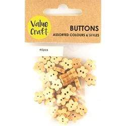 AussieSuperStore Haberdashery Supplies Flowers Wood Buttons (in 2 designs) Wood Buttons (in 2 designs) | Craft Buttons | Sewing Buttons 9331468058823 VCWB18