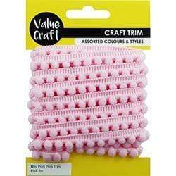 AussieSuperStore Haberdashery Supplies Pom Pom Pink Trims Pom Pom Pink Trims | Trims for sewing 9331468050421 VJY113