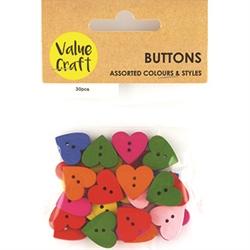 AussieSuperStore Haberdashery Supplies Wood Buttons Hearts 15mm Wood Buttons Hearts 15mm | Craft Buttons | Sewing Buttons 9331468058809 VCWB16