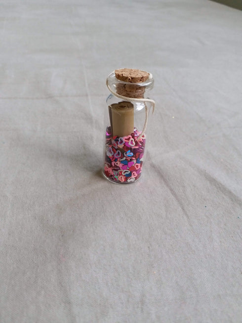 AussieSuperStore Handmade Products Bottle with Heart Glitter Shapes Personalised Secret Message in Mini Bottle Gift Personalised Secret Message in Mini Bottle Gift | Handemade Unique Gift AUSSIE12