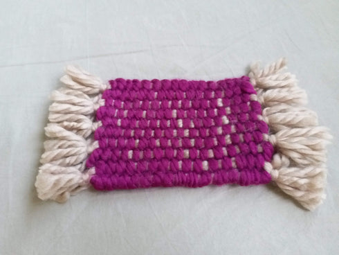 AussieSuperStore Handmade Products Dark Pink Hand weaved Yarn Coaster (in 2 colors) Hand weaved Yarn Coaster | Weaved placemats or coasters AUSSIE22