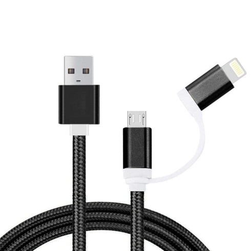 AussieSuperStore Homeware Supplies 2 in 1 8 pin & Micro USB to USB Data Sync Cable Charging Cable (Black) CBIP6G2233BLK