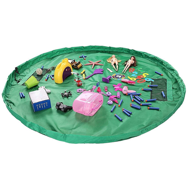 AussieSuperStore Homeware Supplies 2 in 1 Portable Toy Storage Organizer Bag & Play Mat Rug 33inch (Green) 2 in 1 Portable Toy Organizer Bag & Play Mat Rug | Storage Bag CBTOYBAG85GRN