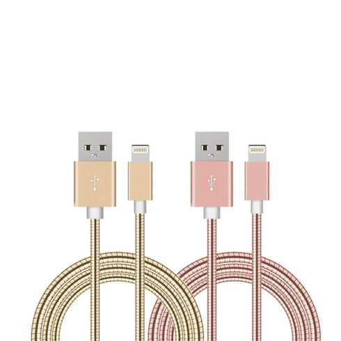 AussieSuperStore Homeware Supplies 2 x 1m USB 8 Pin Lighting Flexible Metal Cables 2 x 1m USB 8 Pin Lighting Flexible Metal Cables | iPhone Accessories ZMI2X1MUSB8PINFLEXGLDRGLD
