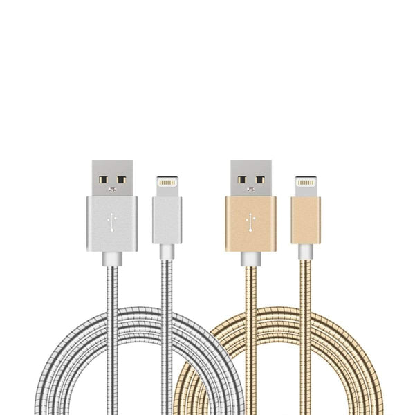 AussieSuperStore Homeware Supplies 2 x 1m USB 8 Pin Lighting Flexible Metal Cables 2 x 1m USB 8 Pin Lighting Flexible Metal Cables | iPhone Accessories ZMI2XUSB8PINFLEXSVRGLD