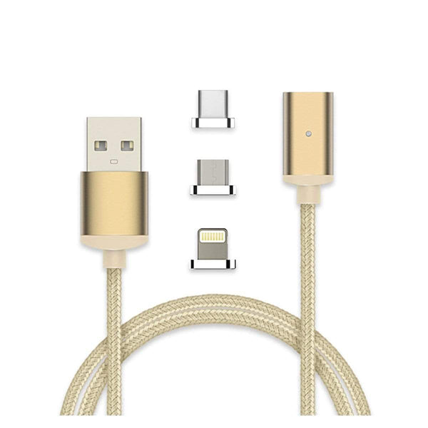 AussieSuperStore Homeware Supplies 3 in 1(Micro USB + 8 Pin Lightning USB + USB Type C Magnetic Data) Charger Cable Gold 3in1(Micro USB+8 Pin Lightning USB+USB TypeC Magnetic Data)Charge Cable CB3IN1MEGCBLGOLD