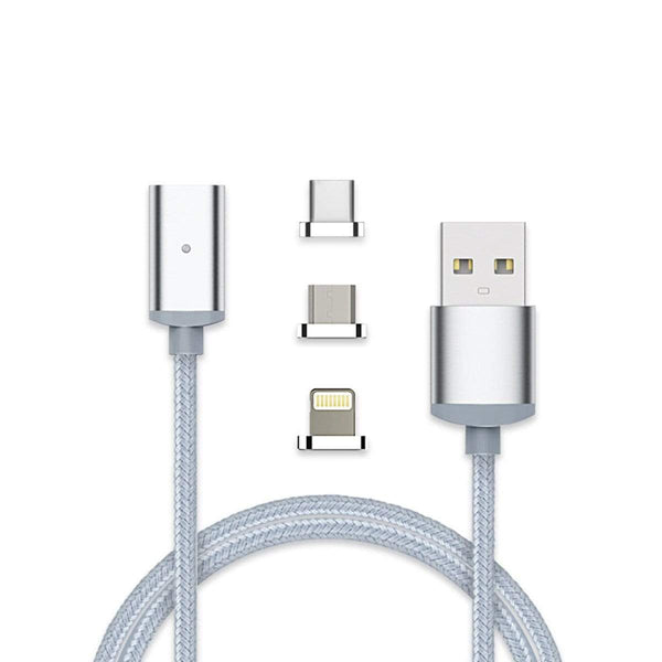 AussieSuperStore Homeware Supplies 3 in 1(Micro USB + 8 Pin Lightning USB + USB Type C Magnetic Data)Charger Cable Silver 3in1(Micro USB+8 Pin Lightning USB+USB TypeC Magnetic Data)Charger Cable CB3IN1MEGCBLSLV