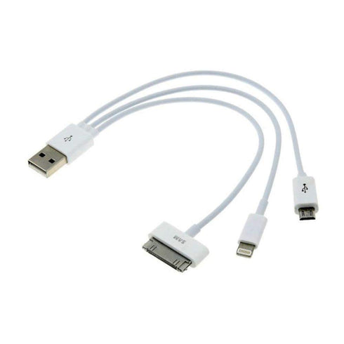 AussieSuperStore Homeware Supplies 3 in 1 USB Charger Cable Adapter 3 in 1 USB Charger Cable Adapter | Car iPhone Android Accessories CB3IN1ADAPCABWHI
