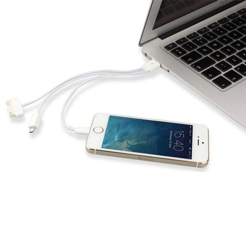 AussieSuperStore Homeware Supplies 3 in 1 USB Charger Cable Adapter 3 in 1 USB Charger Cable Adapter | Car iPhone Android Accessories CB3IN1ADAPCABWHI