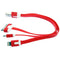 AussieSuperStore Homeware Supplies 3 in 1 USB Charging Cord Flat Cable For iPhone & Samsung Red CB3IN1CABLERED