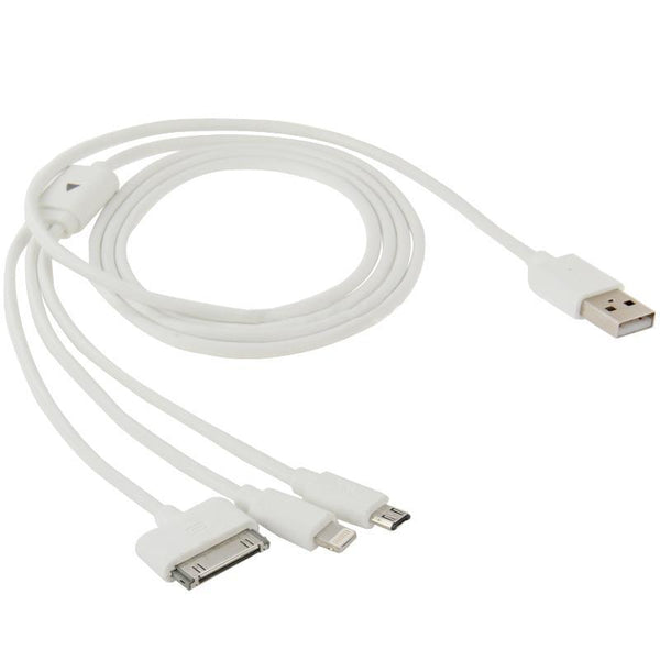 AussieSuperStore Homeware Supplies 3 in 1 USB Sync Data Charger Charging Cord Cable For iPhone & Samsung CB1M3IN1CABLEWT