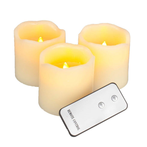 AussieSuperStore Homeware Supplies 3 x LED Wireless Remote Controlled Flameless Wax Candles 3 x LED Wireless Remote Controlled Flameless Wax Candles | LED Candles | Home Decorations VXPE2302