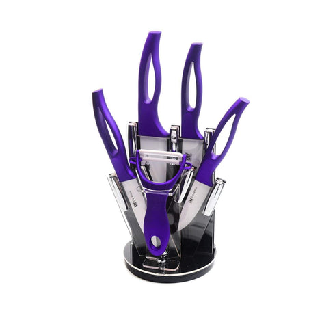 AussieSuperStore Homeware Supplies 5 Piece Sharp-Chef Best Kitchen Knives Set and Vegetable Peeler with Storage Stand Holder Sharp-Chef Best Kitchen Knives Set,Peeler & Stand | Kitchen Knife CB4CERAMICSETPUR