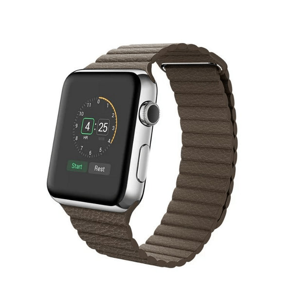 AussieSuperStore Homeware Supplies Adjustable Leather Loop Strap with Magnetic Bracelet for Apple Watch 42mm Brown Adjustable Leather Loop Strap Magnetic Bracelet Apple Watch 42mm CBAWLOOPBANDBRW
