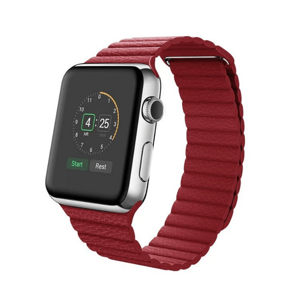 AussieSuperStore Homeware Supplies Adjustable Leather Loop Strap with Magnetic Bracelet for Apple Watch 42mm Red Adjustable Leather Loop Strap Magnetic Bracelet Apple Watch 42mm CBAWLOOPBANDRED