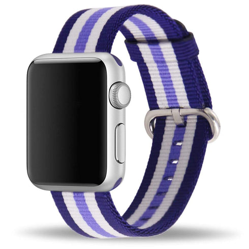 AussieSuperStore Homeware Supplies Apple Watch Woven Nylon Band Strap Replacement Handmade 42mm Purple Stripe CBNYLONBANDSTRPUR