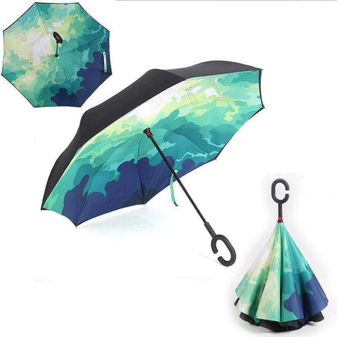 AussieSuperStore Homeware Supplies Double Layer Windproof UV Protection Reverse folding Umbrellas CBCUMBRELLAGRN
