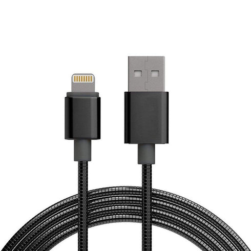 AussieSuperStore Homeware Supplies Flexible Metal Lightning USB iPhone Charger Cable Black Flexible Metal Lightning USB Charger Cable Black | Mobile Accessories CBMEAPPCBLBLK