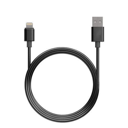 AussieSuperStore Homeware Supplies Flexible Metal Lightning USB iPhone Charger Cable Black Flexible Metal Lightning USB Charger Cable Black | Mobile Accessories CBMEAPPCBLBLK