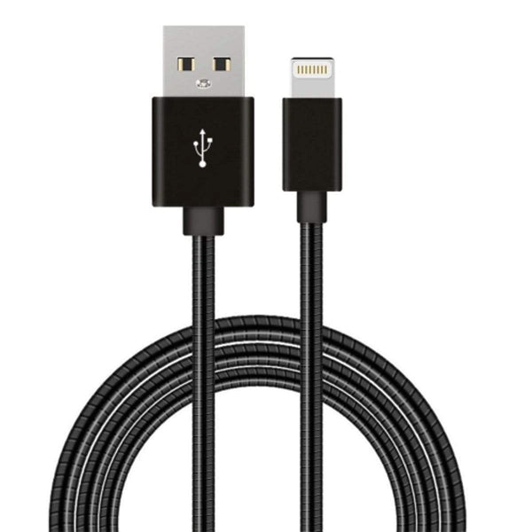 AussieSuperStore Homeware Supplies Flexible Metal Lightning USB iPhone Charger Cable Black Flexible Metal Lightning USB Charger Cable Black | Mobile Accessories CBMEAPPCBLBLK
