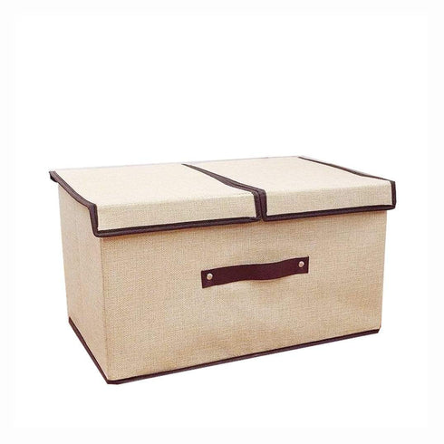 AussieSuperStore Homeware Supplies Foldable Fabric Collapsible Storage Organizer with Lids and Removable Dividers (Beige) Foldable Fabric Storage Organizer with Lids & Removable dividers beige CBNONWAVEBOXDBG