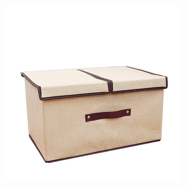 AussieSuperStore Homeware Supplies Foldable Fabric Collapsible Storage Organizer with Lids and Removable Dividers (Beige) Foldable Fabric Storage Organizer with Lids & Removable dividers beige CBNONWAVEBOXDBG