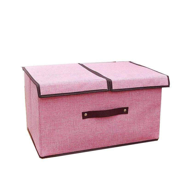 AussieSuperStore Homeware Supplies Foldable Fabric Collapsible Storage Organizer with Lids and Removable Dividers (Pink) Foldable Fabric Storage Organizer with Lids & Removable dividers Pink CBNONWAVEBOXDPK