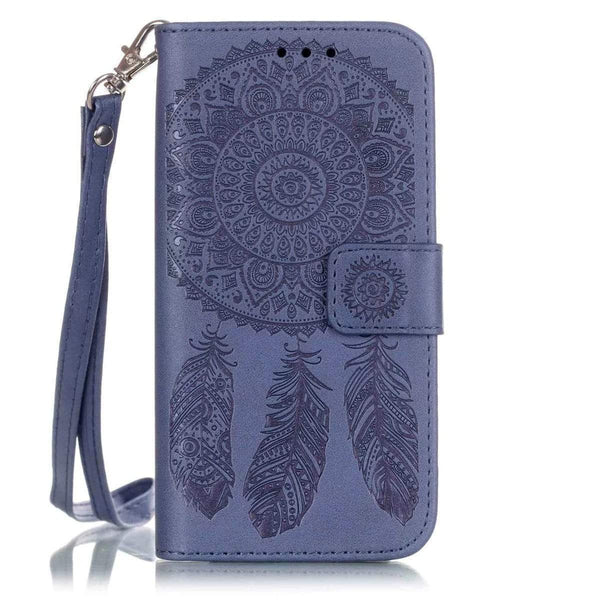 AussieSuperStore Homeware Supplies iPhone 7 Plus Aeolian Bells Pattern Emboss Leather Case with Holder & Card Slots & Wallet (Purple) iPhone 7 Plus Leather Case with Holder & Card Slots & Wallet (Purple) CBI7PEMBOSSCASEPUR