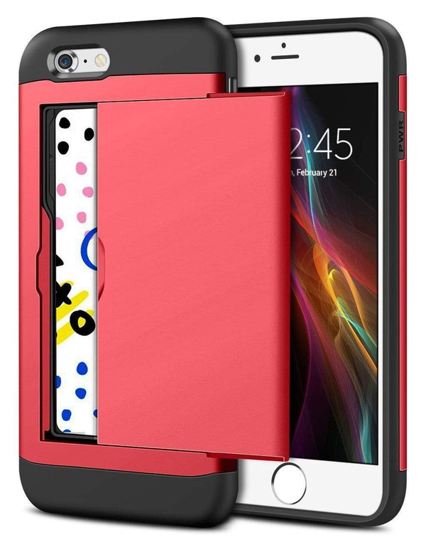 AussieSuperStore Homeware Supplies iPhone 7 Plus Wallet Case Hybrid Resistant Shockproof Hard Shell with Card Holder Red iPhone 7 Plus Wallet Case Hybrid Resistant Shockproof Hard Shell red CBI7PCARDCASRED