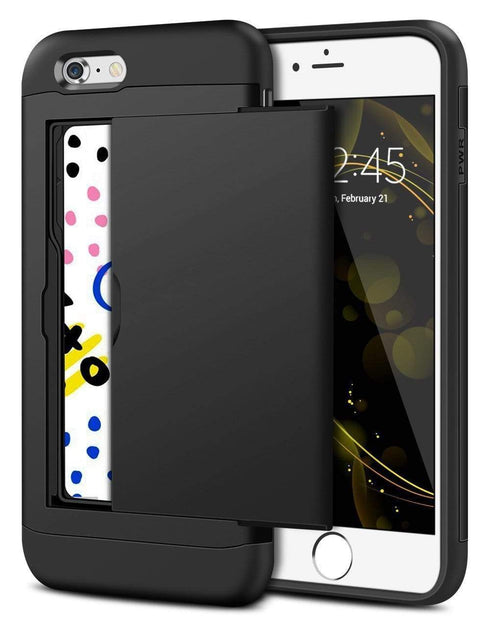 AussieSuperStore Homeware Supplies iPhone 7 Wallet Case Hybrid Resistant Shockproof Hard Shell with Card Holder Black iPhone7 Wallet Case Hybrid Resistant Shockproof Hard Shell Cover black CBI7CARDCASBLK