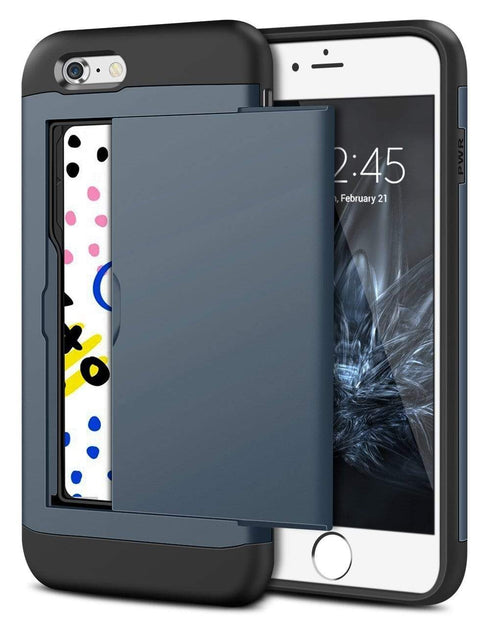 AussieSuperStore Homeware Supplies iPhone 7 Wallet Case Hybrid Resistant Shockproof Hard Shell with Card Holder Dark Blue iPhone7 Wallet Case Hybrid Resistant Shockproof Hard Shell Cover Blue CBI7CARDCASDBLU