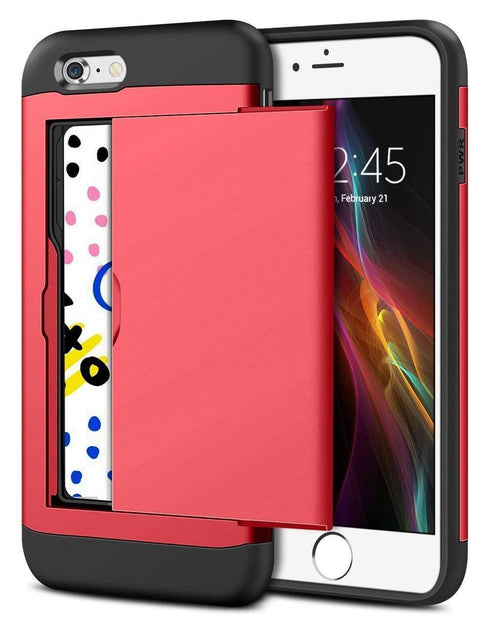 AussieSuperStore Homeware Supplies iPhone 7 Wallet Case Hybrid Resistant Shockproof Hard Shell with Card Holder Red iPhone7 Wallet Case Hybrid Resistant Shockproof Hard Shell Cover Red CBI7CARDCASRED