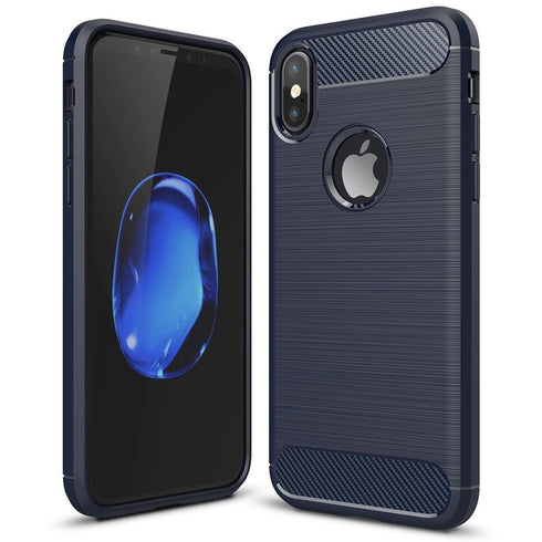 AussieSuperStore Homeware Supplies iPhone X Carbon Fibre Full Protection Cover Shock Absorbing Back Case Blue iPhone X Carbon Fibre Protection Cover Shock Absorbing Back Case Blue MOBIPX6010BLU